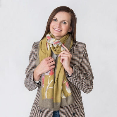 Ladies Floral Ochre Scarf
