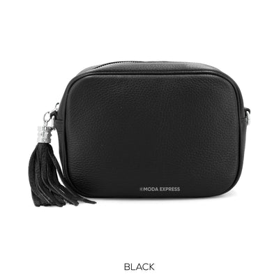Italian Leather Cross Body Handbag, Black