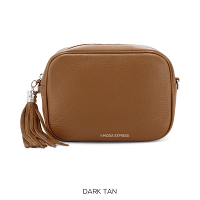 Italian Leather Cross Body Handbag, Tan