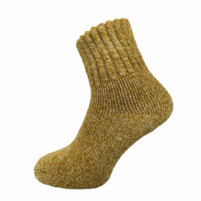 Men's Thick Wool Blend Socks with Ribbed Cuff, Mustard