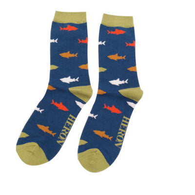 Mr Heron Sharks Socks, Navy