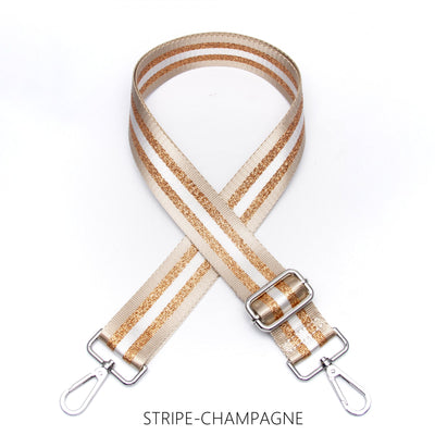 Thin Bag Strap, Champagne and Gold Stripe