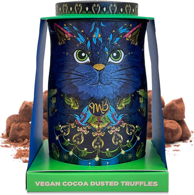 Monty Bojangles Cocoa Nibs Cat Tin, Vegan Dusted Chocolate Truffles