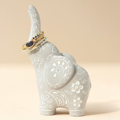 Grey Ceramic Elephant Ring Holder