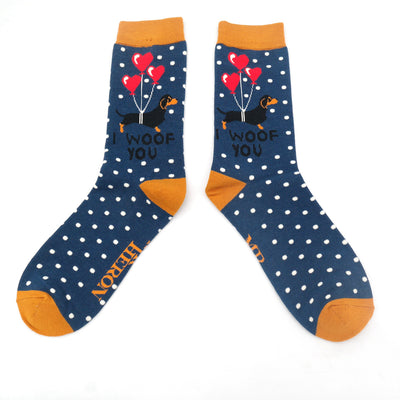 Mr Heron I Woof You Socks, Navy