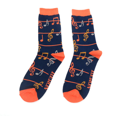 Mr Heron Music Notes Socks, Navy