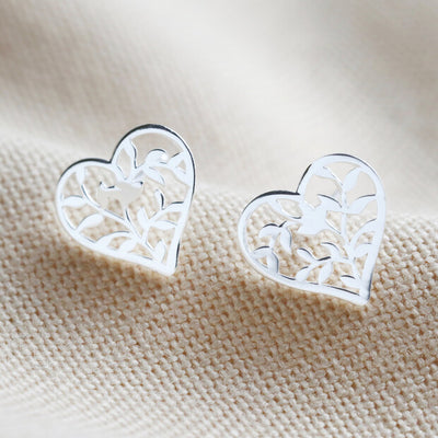 Sterling Silver Family Tree Heart Earrings