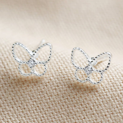 Sterling Silver Sparkle Cut Butterfly Earrings