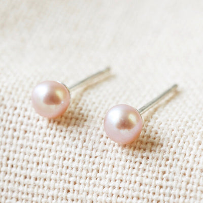 Tiny Pink Sterling Silver Freshwater Pearl Earrings