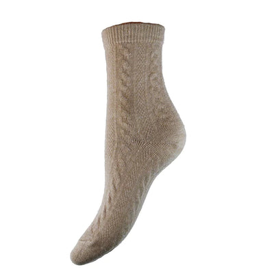 Cream Cable Knit Wool Blend Socks